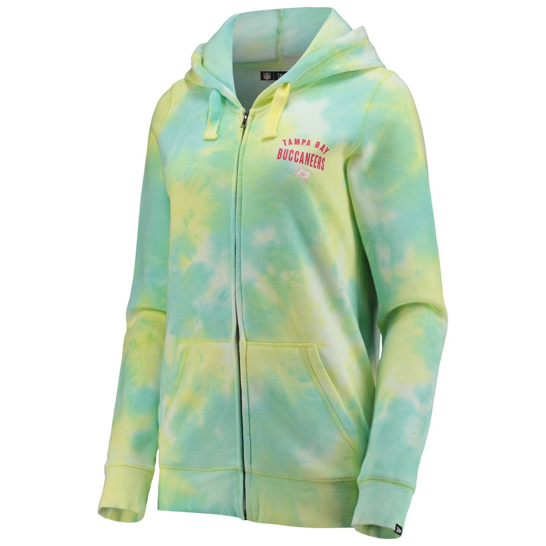 Tampa Bay Buccaneers New Era Women's Ice-Dye Full-Zip Hoodie - White - NFL