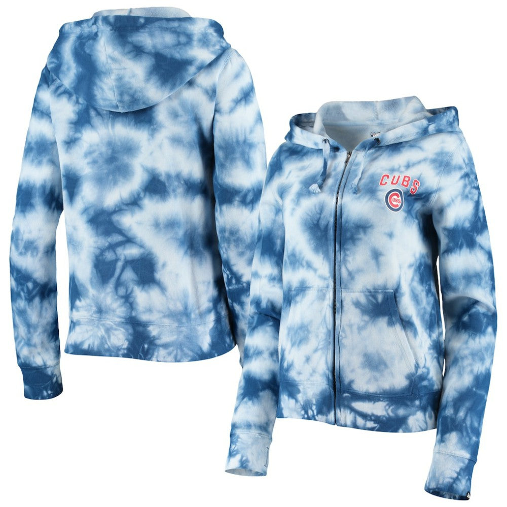 Chicago Cubs New Era Women's Tie-Dye Fleece Full-Zip Hoodie Outlet