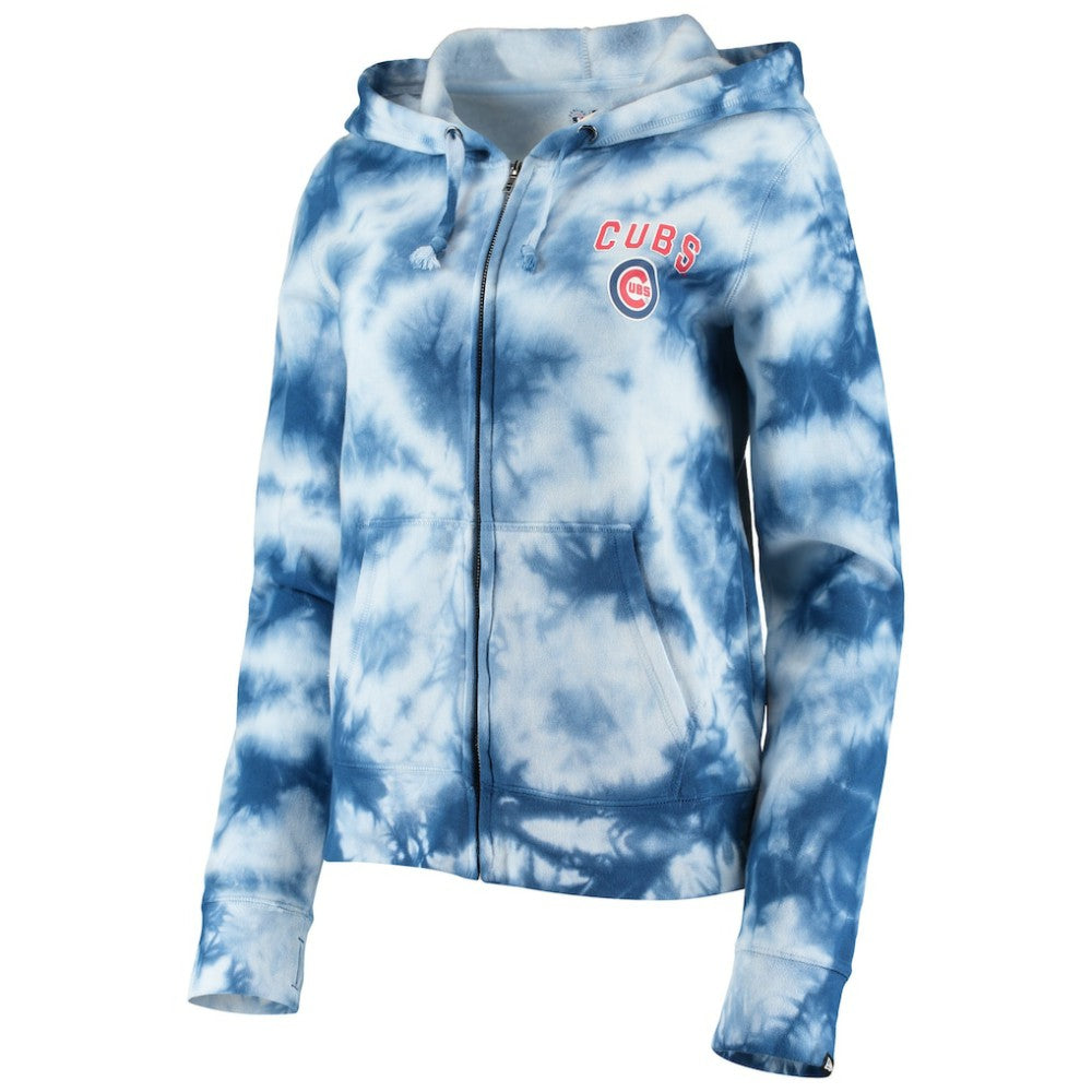 Chicago Cubs New Era Women's Tie-Dye Fleece Full-Zip Hoodie Outlet