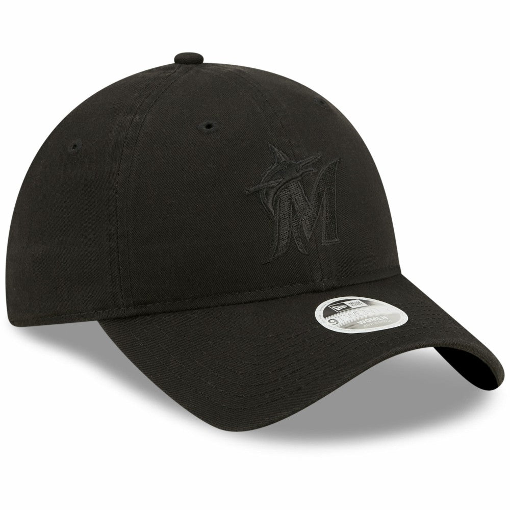 Miami Marlins New Era Women's Black on Black Core Classic II 9TWENTY Adjustable Hat Discount