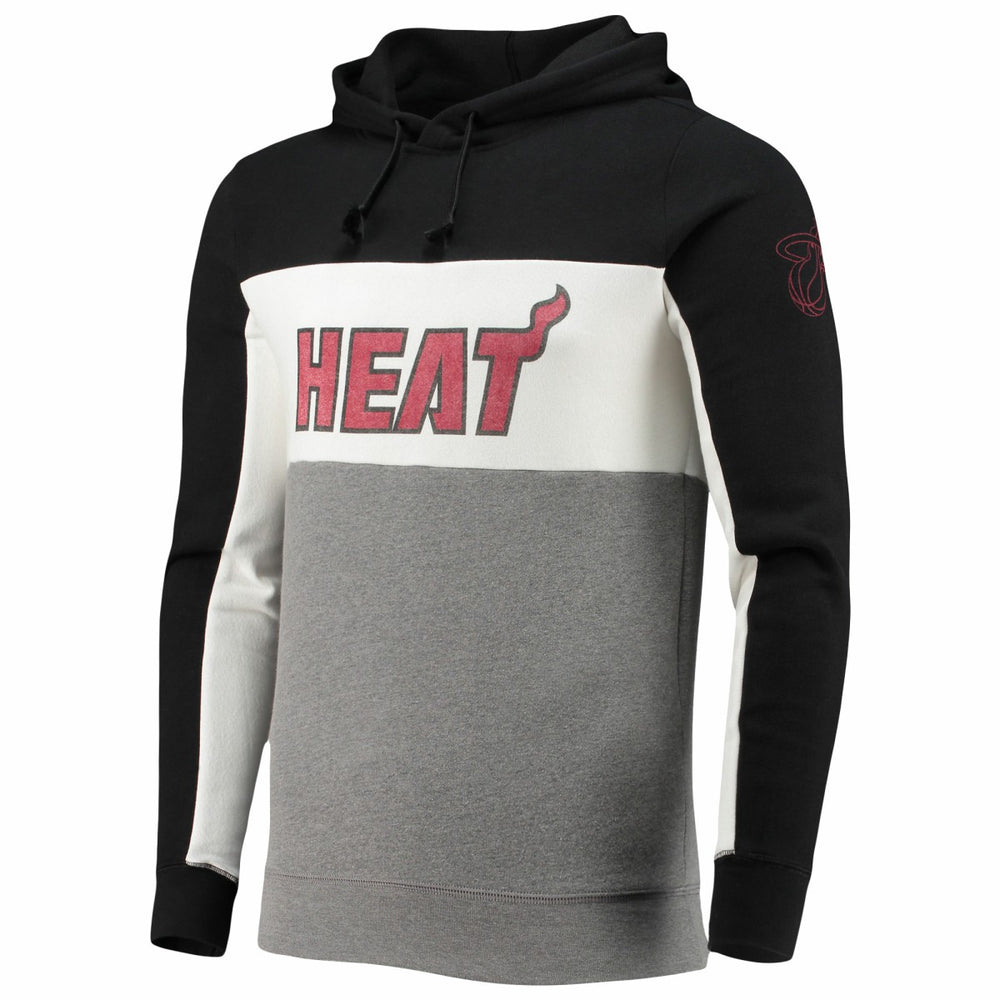 Miami Heat Junk Food Wordmark Colorblock Fleece Pullover Hoodie Black/White