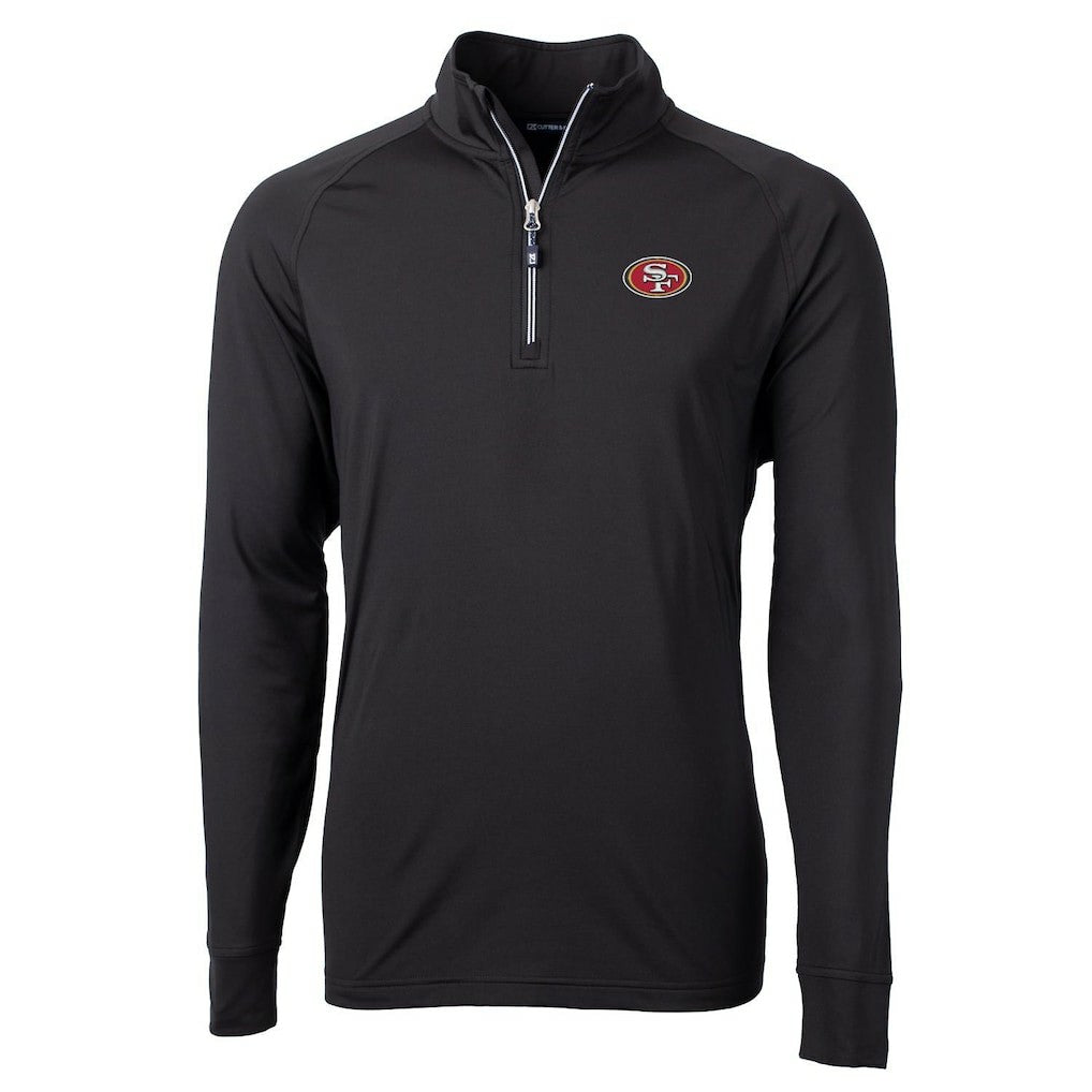 San Francisco 49ers Cutter & Buck Adapt Eco Knit Quarter-Zip Pullover Jacket - Black - NFL