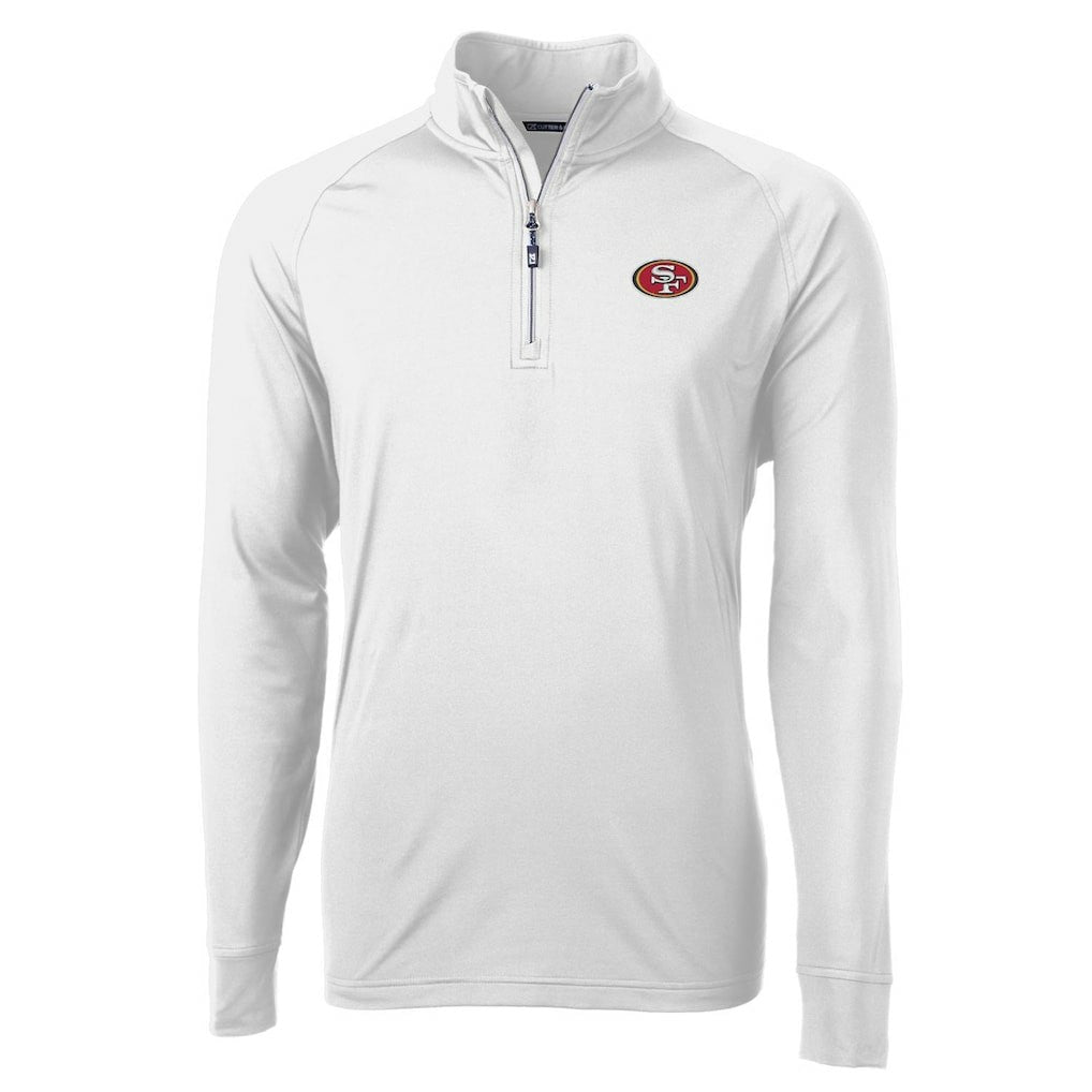 San Francisco 49ers Cutter & Buck Adapt Eco Knit Quarter-Zip Pullover Jacket - White - NFL