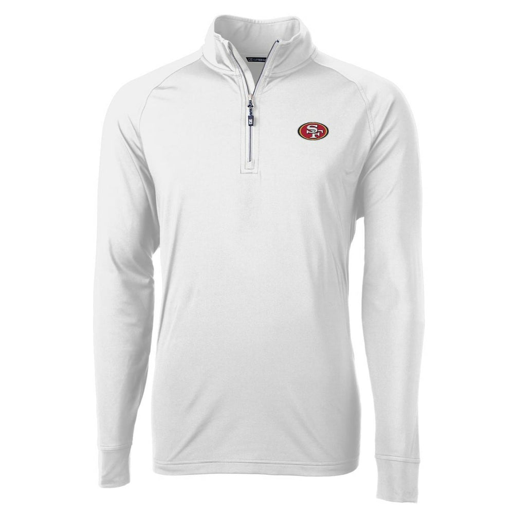San Francisco 49ers Cutter & Buck Adapt Eco Knit Quarter-Zip Pullover Jacket - White - NFL