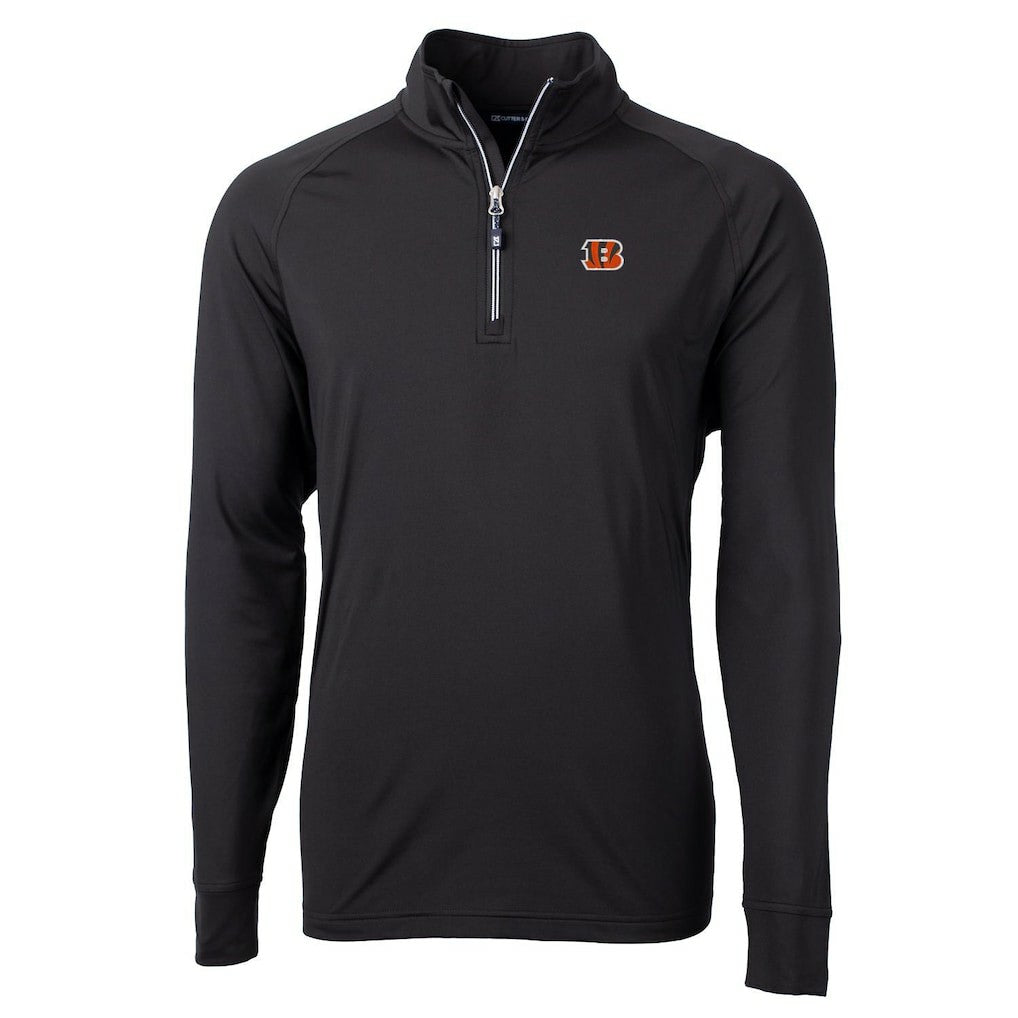 Cincinnati Bengals Cutter & Buck Adapt Eco Knit Quarter-Zip Pullover Jacket - Black - NFL