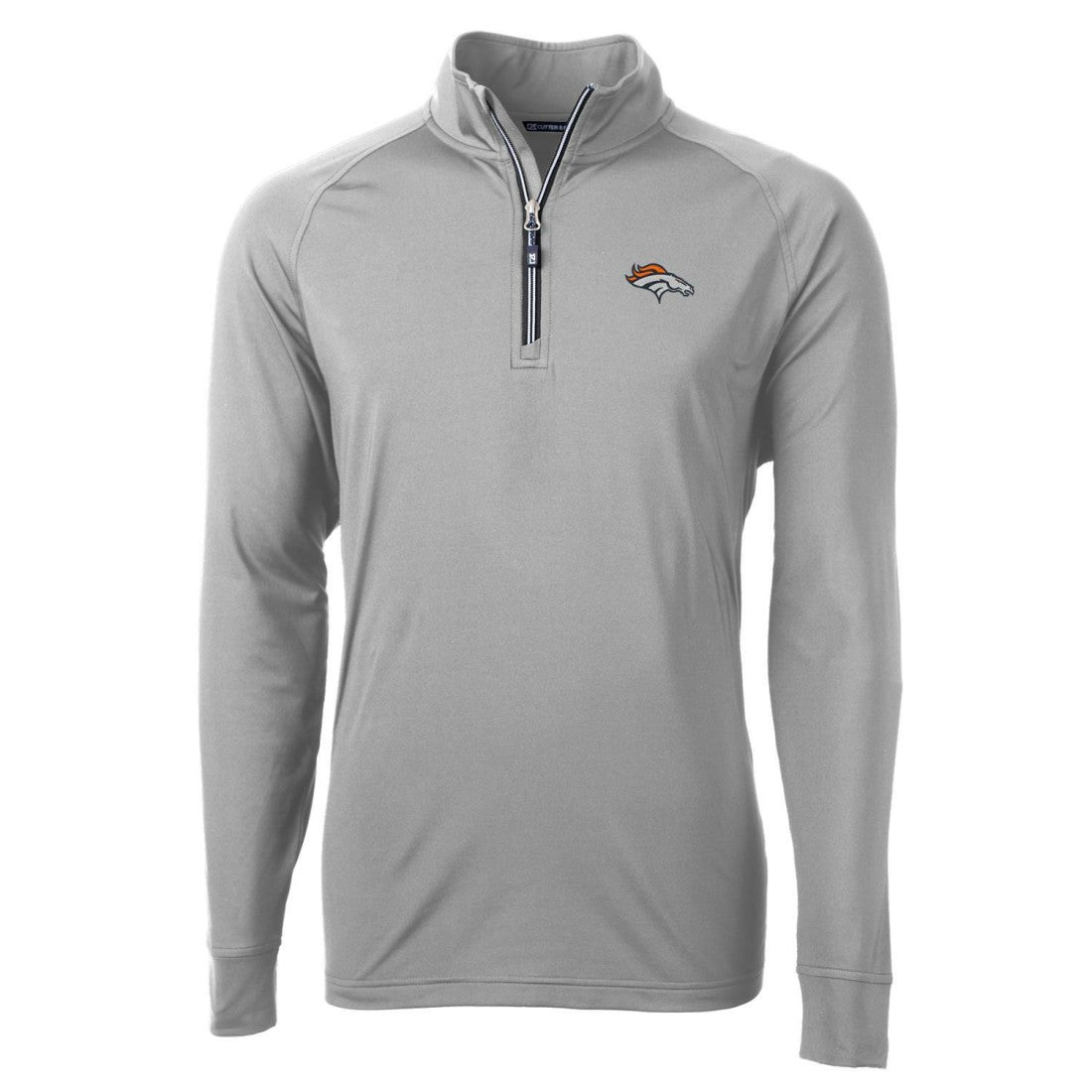 Denver Broncos Cutter & Buck Adapt Eco Knit Quarter-Zip Pullover Jacket - Gray - NFL