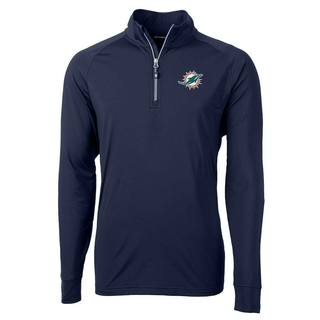 Miami Dolphins Cutter & Buck Adapt Eco Knit Quarter-Zip Pullover Jacket - Navy - NFL