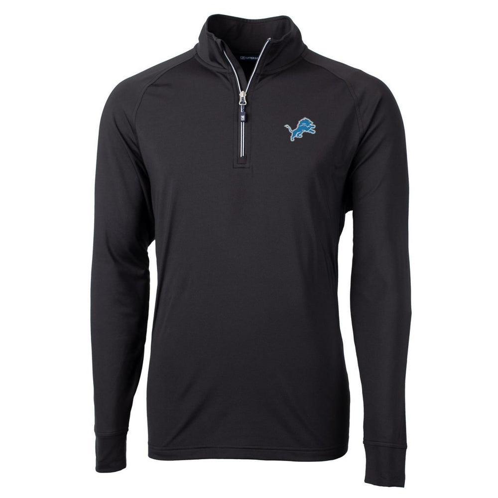 Detroit Lions Cutter & Buck Adapt Eco Knit Quarter-Zip Pullover Jacket - Black - NFL