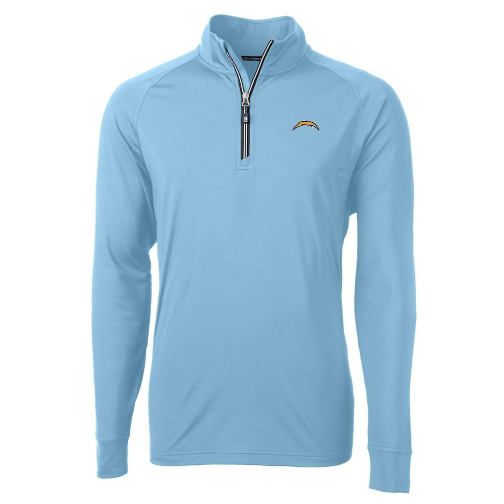 Los Angeles Chargers Cutter & Buck Adapt Eco Knit Quarter-Zip Pullover Jacket - Light Blue - NFL