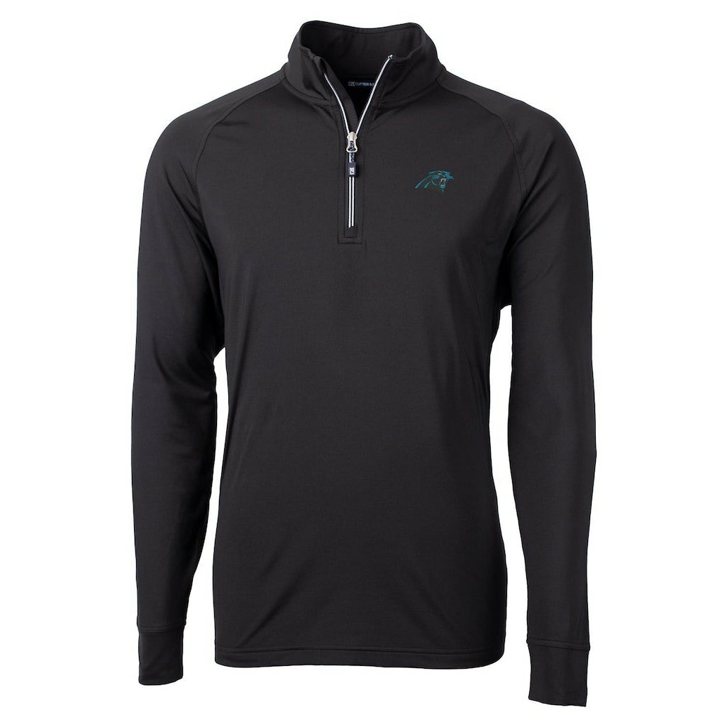 Carolina Panthers Cutter & Buck Adapt Eco Knit Quarter-Zip Pullover Jacket - Black - NFL
