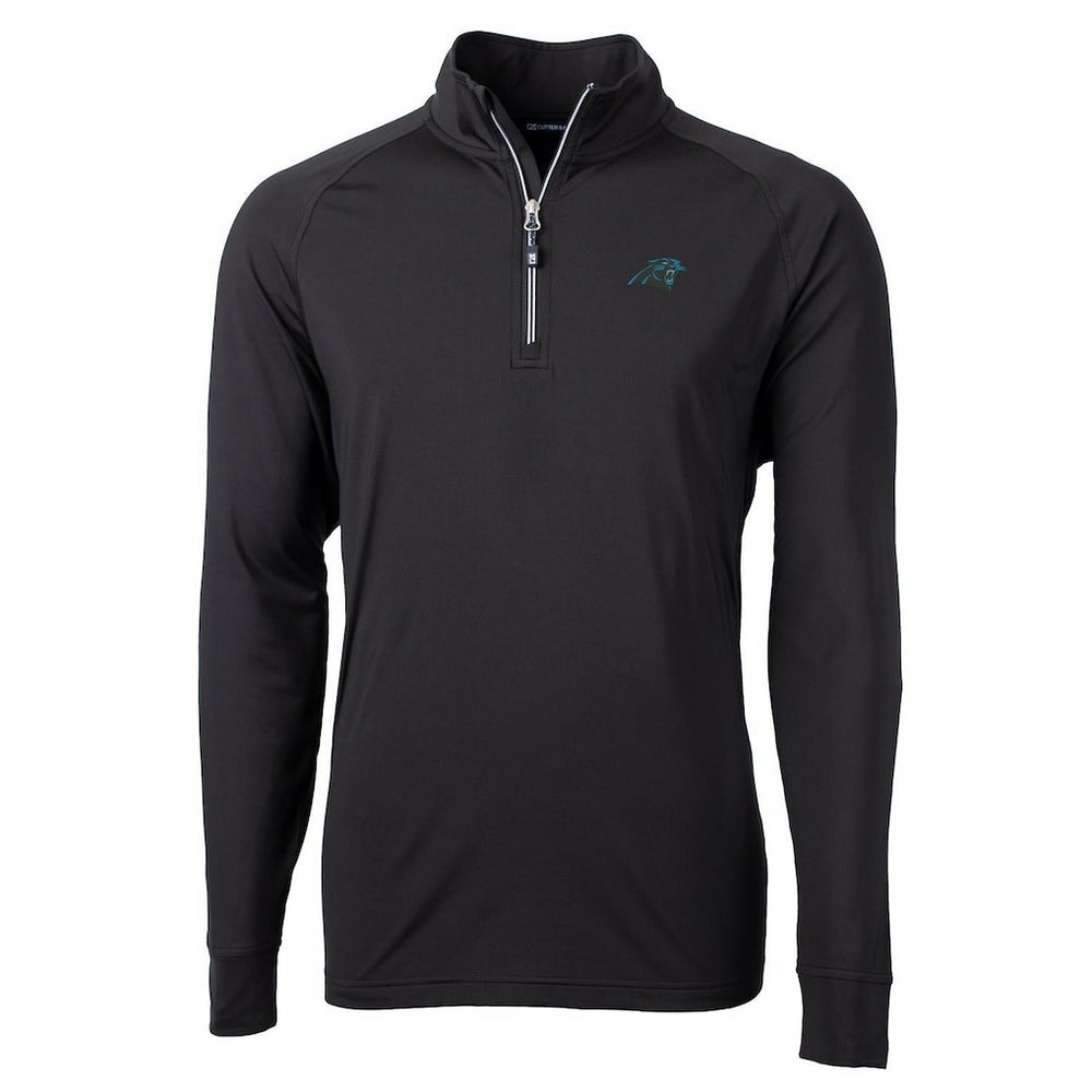 Carolina Panthers Cutter & Buck Adapt Eco Knit Quarter-Zip Pullover Jacket - Black - NFL