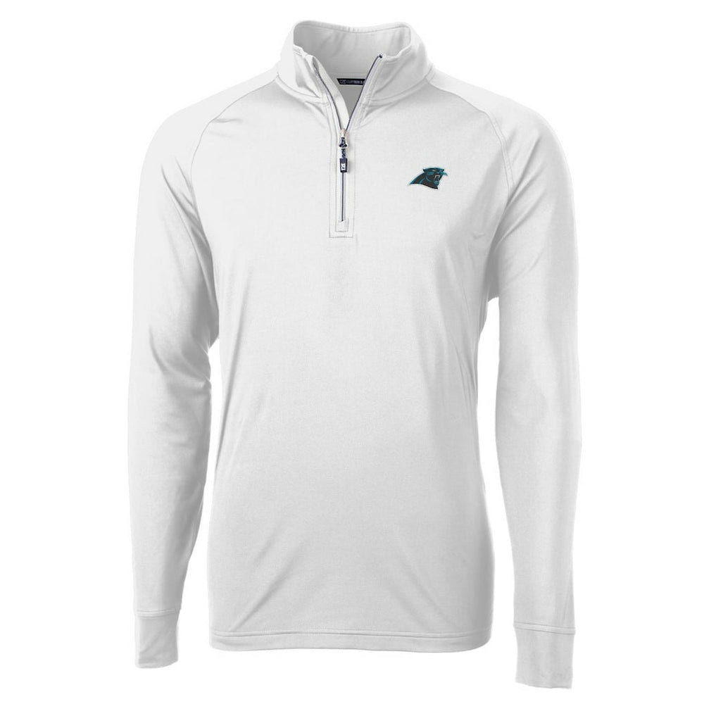 Carolina Panthers Cutter & Buck Adapt Eco Knit Quarter-Zip Pullover Jacket - White - NFL