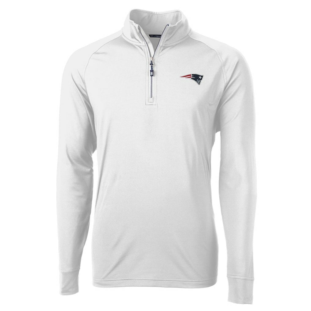 New England Patriots Cutter & Buck Adapt Eco Knit Quarter-Zip Pullover Jacket - White - NFL