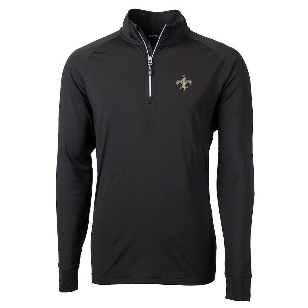 New Orleans Saints Cutter & Buck Adapt Eco Knit Quarter-Zip Pullover Jacket - Black - NFL