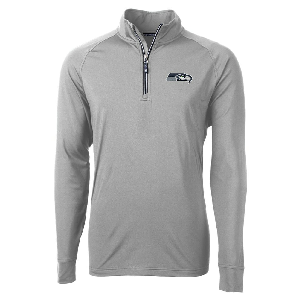 Seattle Seahawks Cutter & Buck Adapt Eco Knit Quarter-Zip Pullover Jacket - Gray - NFL