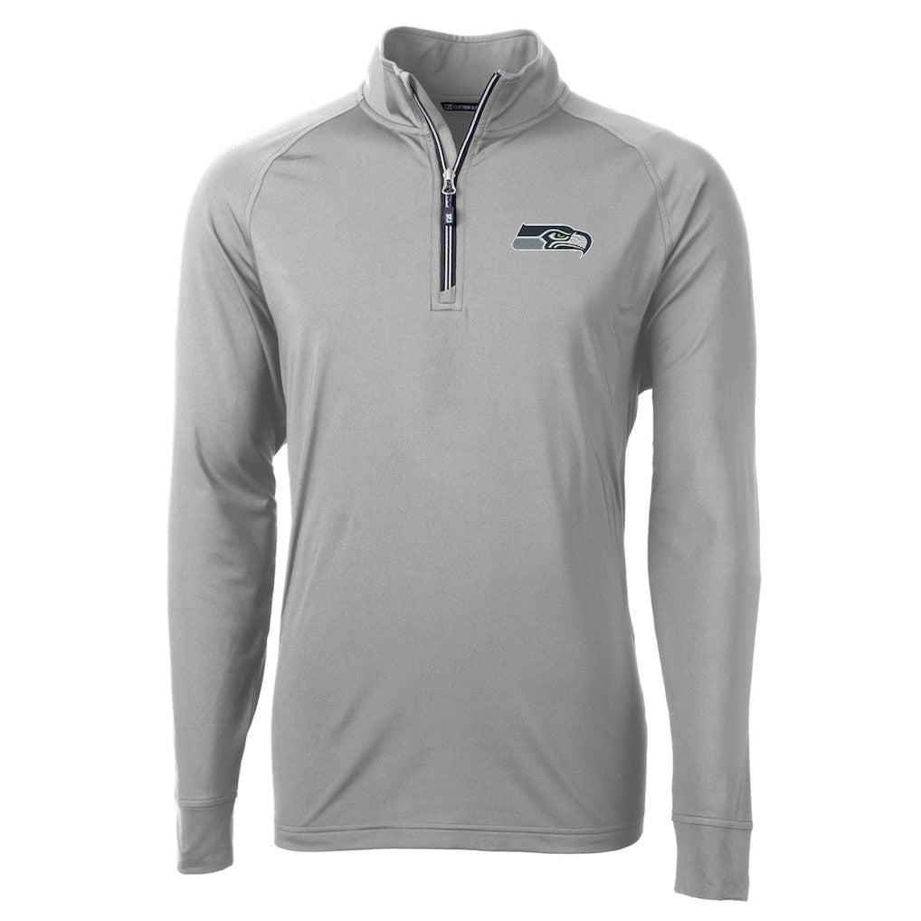 Seattle Seahawks Cutter & Buck Adapt Eco Knit Quarter-Zip Pullover Jacket - Gray - NFL