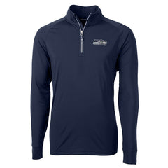 Seattle Seahawks Cutter & Buck Adapt Eco Knit Quarter-Zip Pullover Jacket - College Navy - NFL