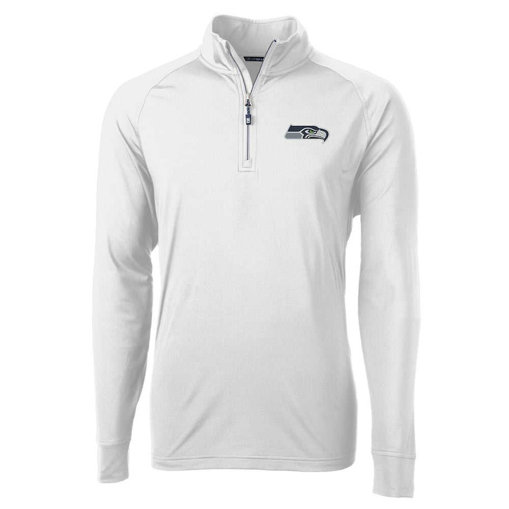 Seattle Seahawks Cutter & Buck Adapt Eco Knit Quarter-Zip Pullover Jacket - White - NFL