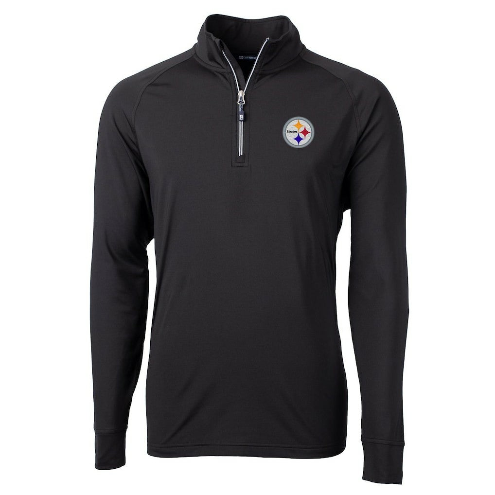 Pittsburgh Steelers Cutter & Buck Adapt Eco Knit Quarter-Zip Pullover Jacket - Black - NFL