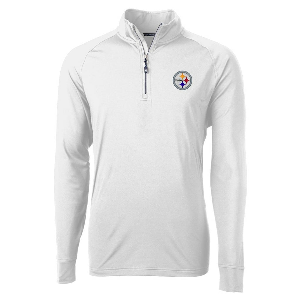 Pittsburgh Steelers Cutter & Buck Adapt Eco Knit Quarter-Zip Pullover Jacket - White - NFL