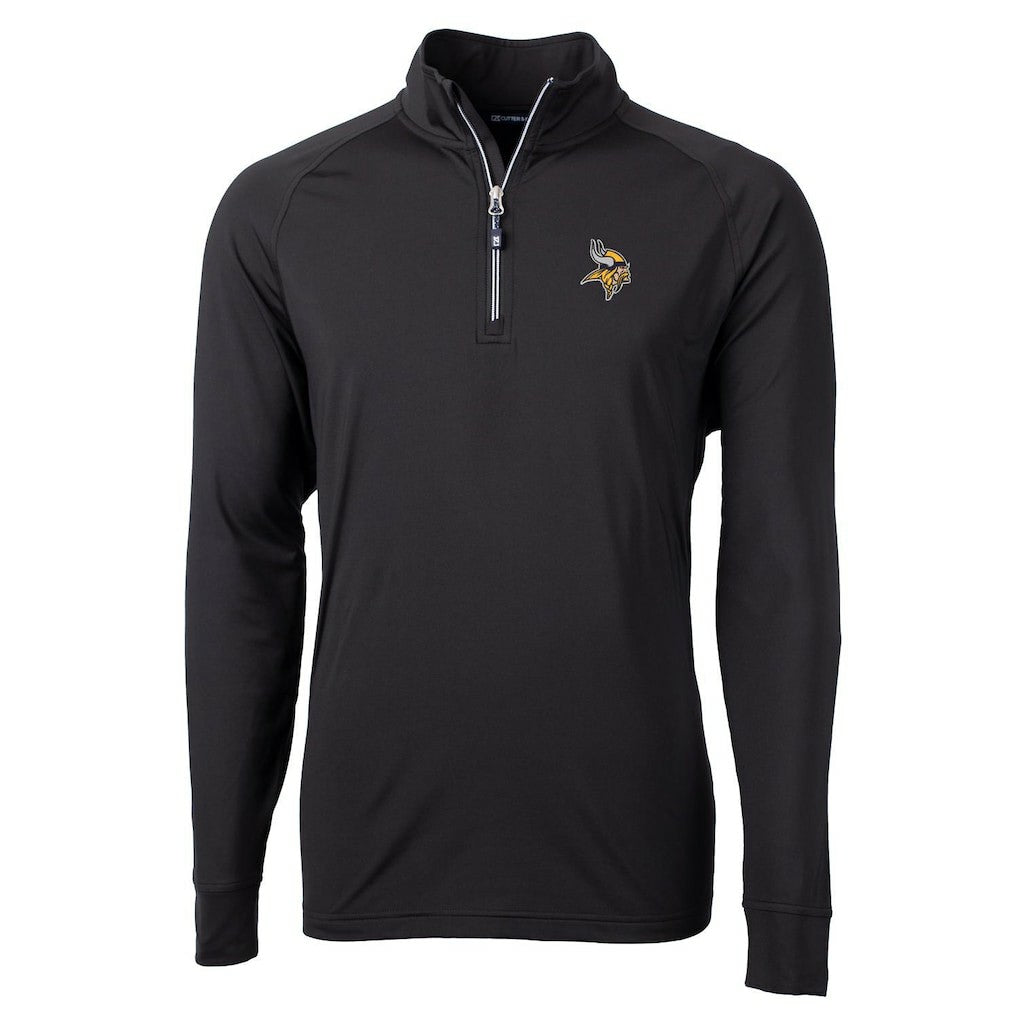 Minnesota Vikings Cutter & Buck Adapt Eco Knit Quarter-Zip Pullover Jacket - Black - NFL