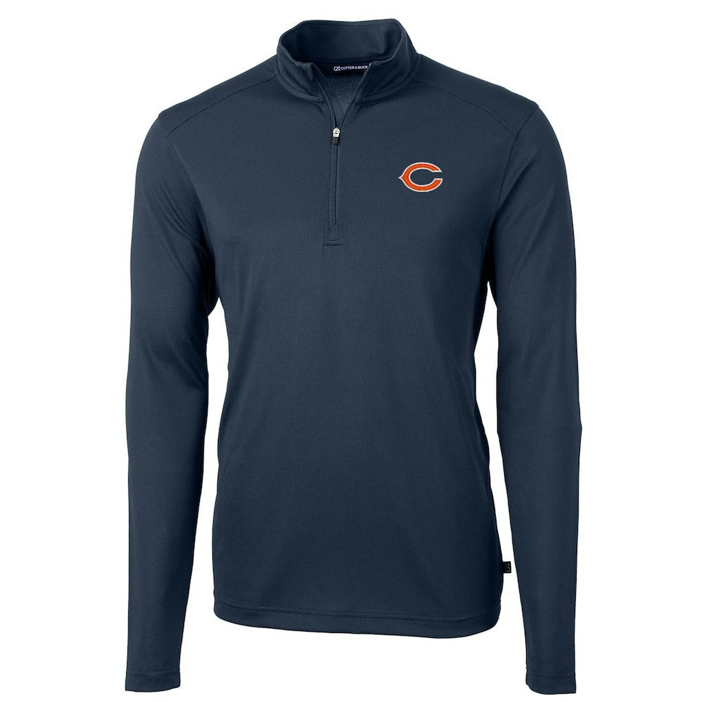 Chicago Bears Cutter & Buck Virtue Eco Pique Recycled Quarter-Zip Pullover Jacket - Navy - NFL