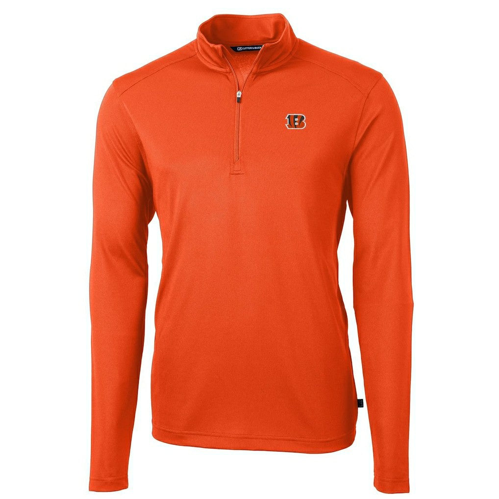 Cincinnati Bengals Cutter & Buck Virtue Eco Pique Recycled Quarter-Zip Pullover Jacket - Orange - NFL