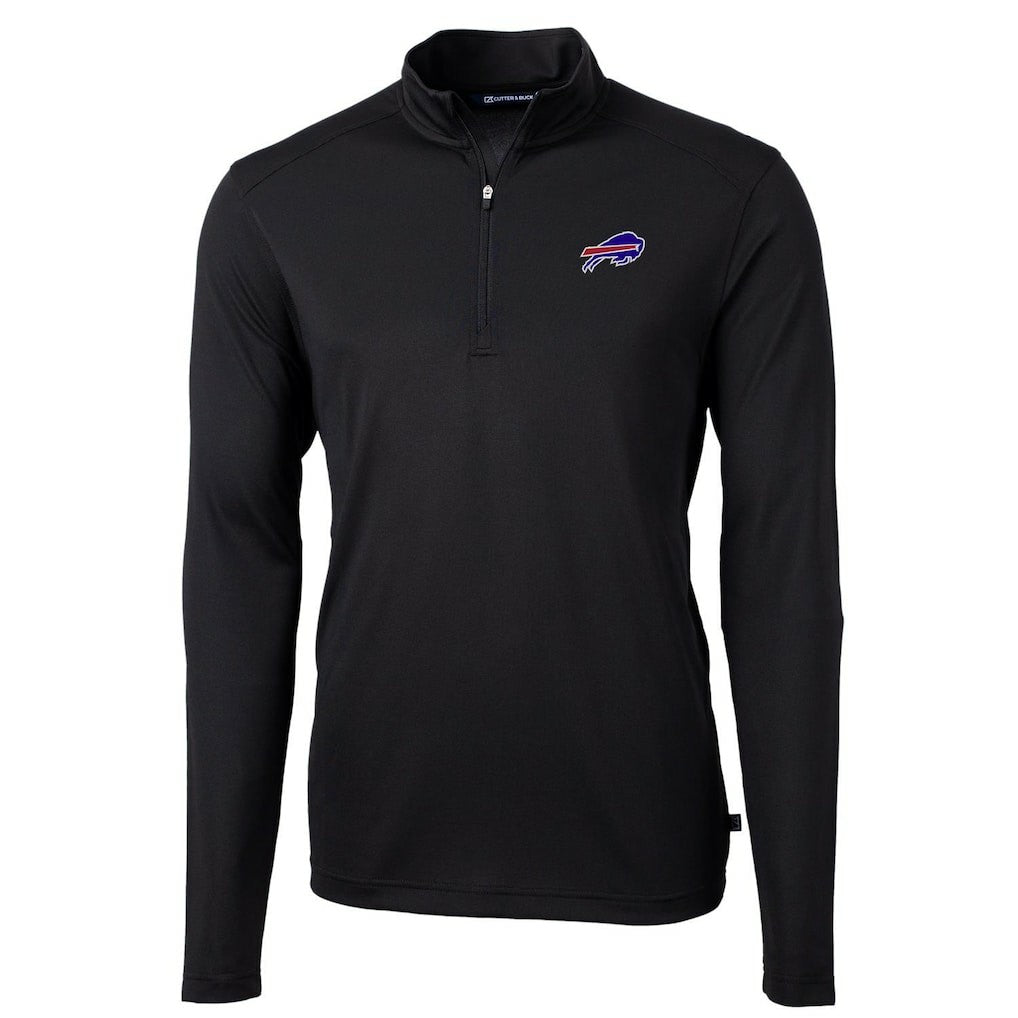 Buffalo Bills Cutter & Buck Virtue Eco Pique Recycled Quarter-Zip Pullover Jacket - Black - NFL