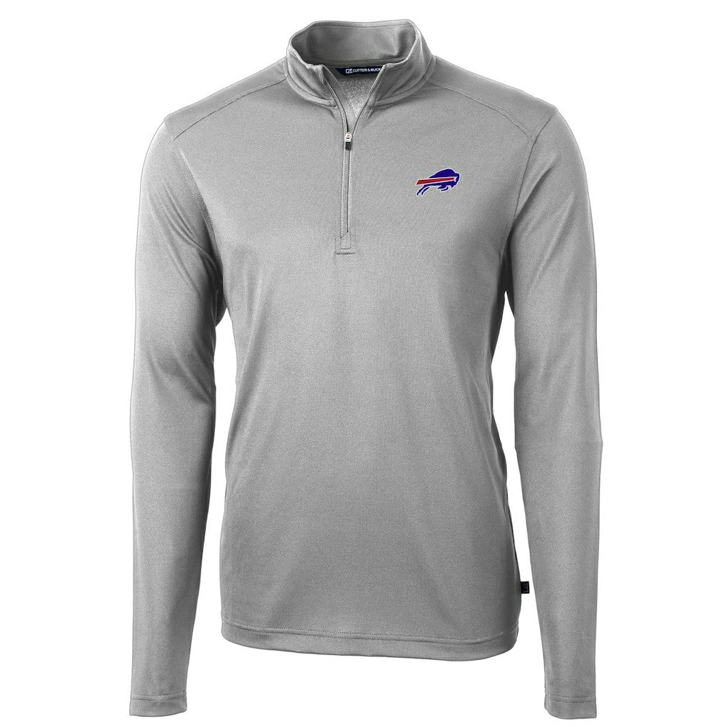 Buffalo Bills Cutter & Buck Virtue Eco Pique Recycled Quarter-Zip Pullover Jacket - Gray - NFL