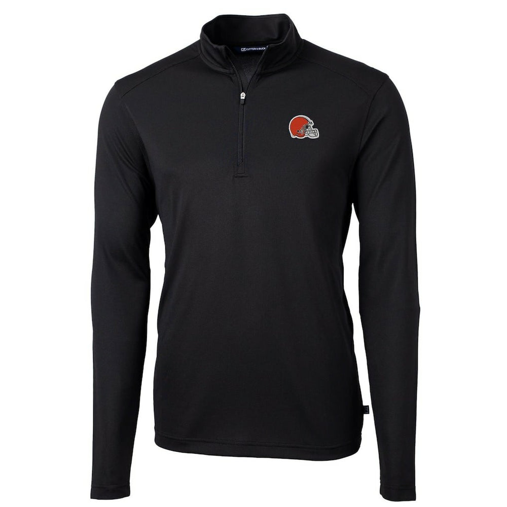 Cleveland Browns Cutter & Buck Virtue Eco Pique Recycled Quarter-Zip Pullover Jacket - Black - NFL