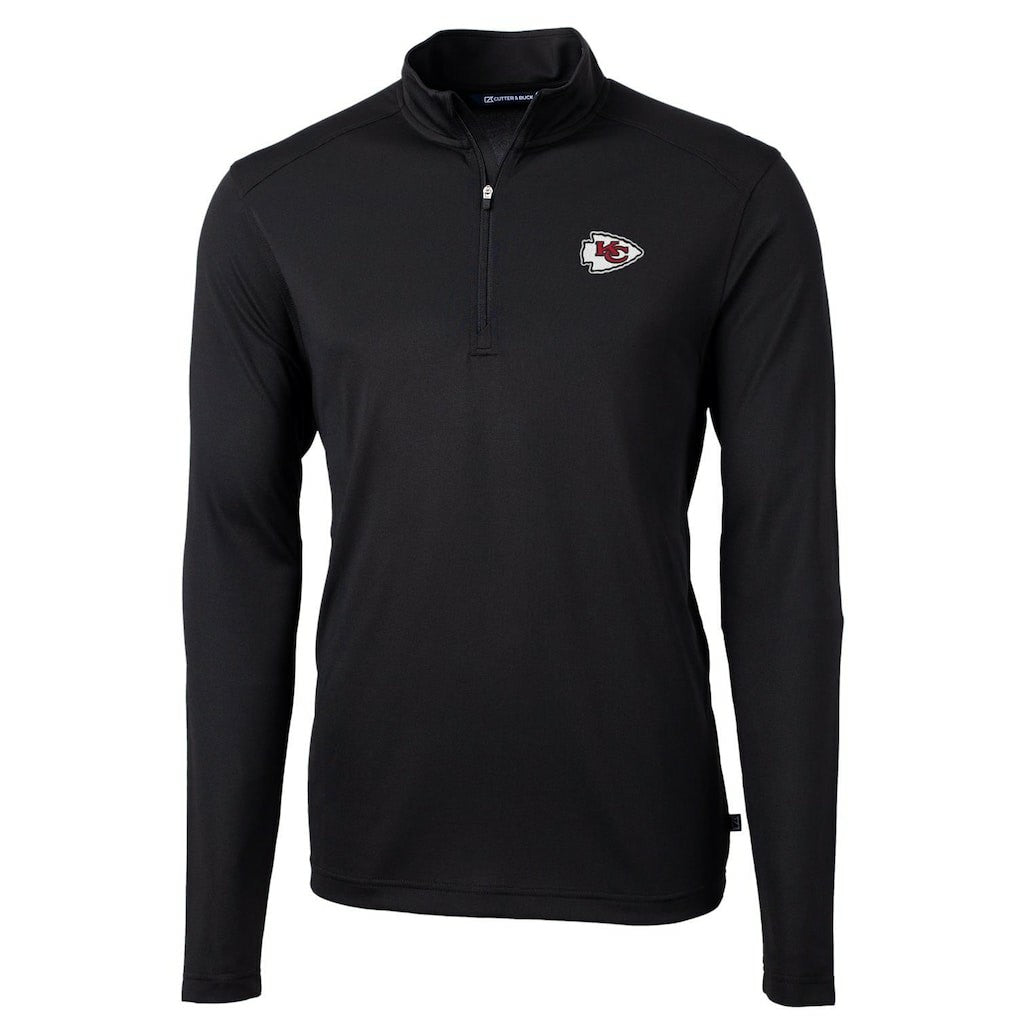 Kansas City Chiefs Cutter & Buck Virtue Eco Pique Recycled Quarter-Zip Pullover Jacket - Black - NFL