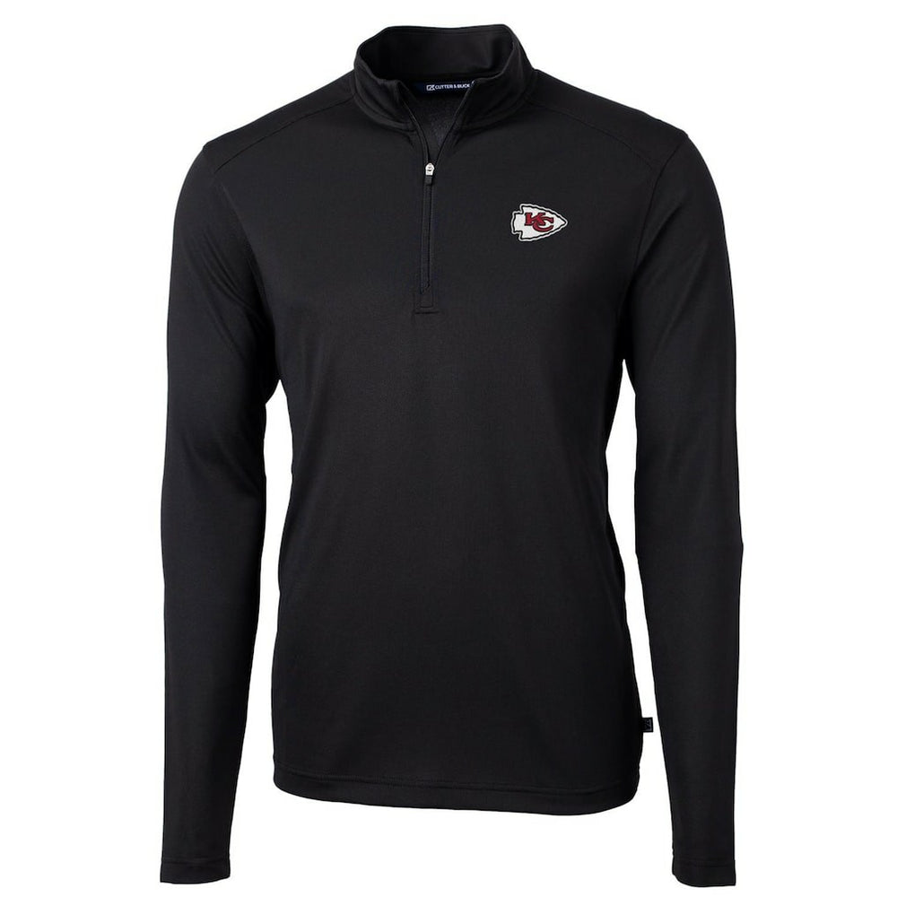 Kansas City Chiefs Cutter & Buck Virtue Eco Pique Recycled Quarter-Zip Pullover Jacket - Black - NFL