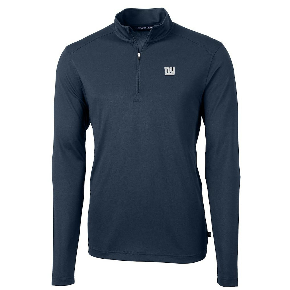 New York Giants Cutter & Buck Virtue Eco Pique Recycled Quarter-Zip Pullover Jacket - Navy - NFL