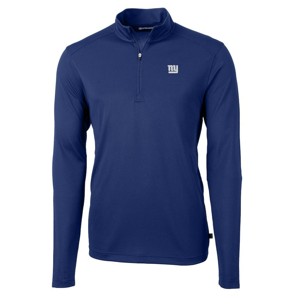 New York Giants Cutter & Buck Virtue Eco Pique Recycled Quarter-Zip Pullover Jacket - Royal - NFL