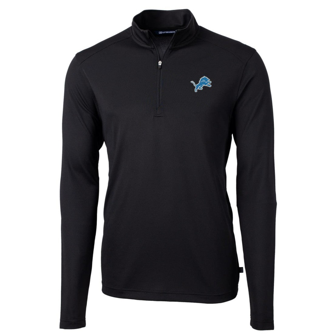 Detroit Lions Cutter & Buck Virtue Eco Pique Recycled Quarter-Zip Pullover Jacket - Black - NFL