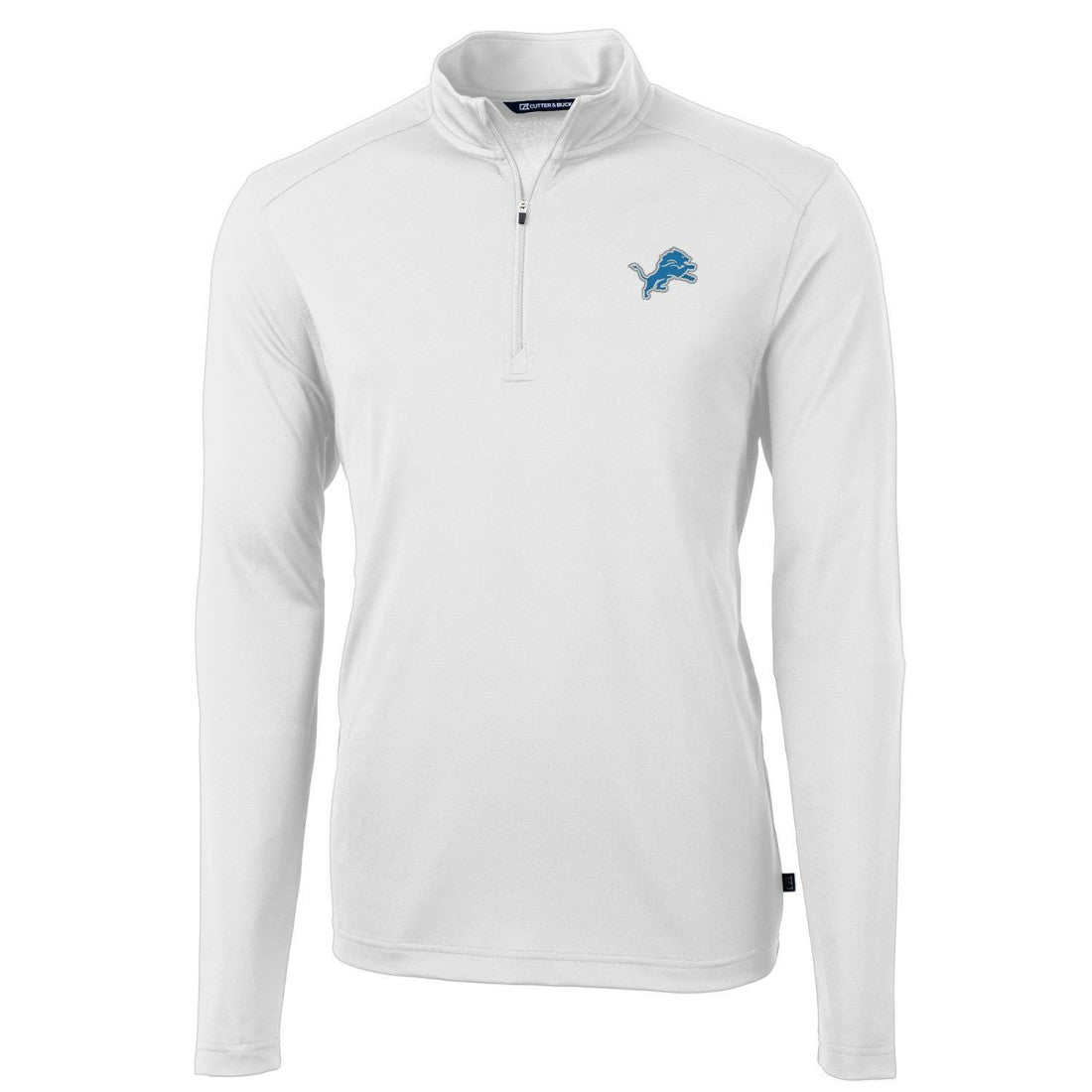 Detroit Lions Cutter & Buck Virtue Eco Pique Recycled Quarter-Zip Pullover Jacket - White - NFL