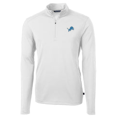 Detroit Lions Cutter & Buck Virtue Eco Pique Recycled Quarter-Zip Pullover Jacket - White - NFL