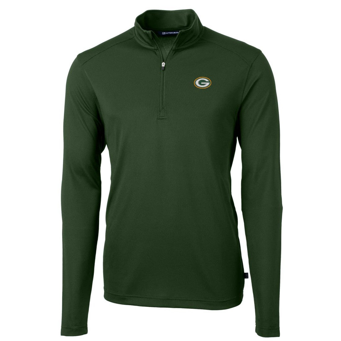 Green Bay Packers Cutter & Buck Virtue Eco Pique Recycled Quarter-Zip Pullover Jacket - Green - NFL