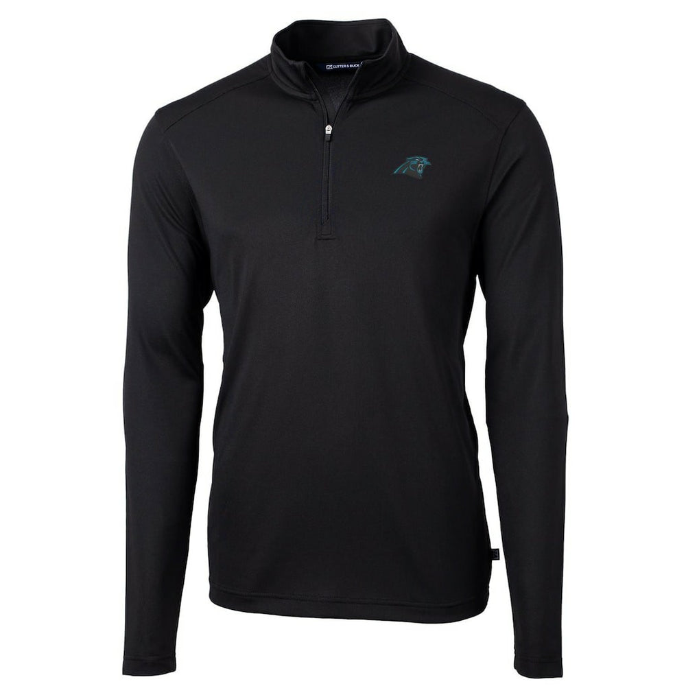 Carolina Panthers Cutter & Buck Virtue Eco Pique Recycled Quarter-Zip Pullover Jacket - Black - NFL