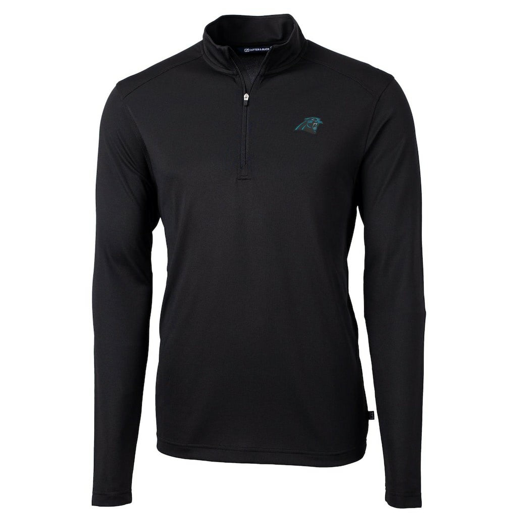 Carolina Panthers Cutter & Buck Virtue Eco Pique Recycled Quarter-Zip Pullover Jacket - Black - NFL