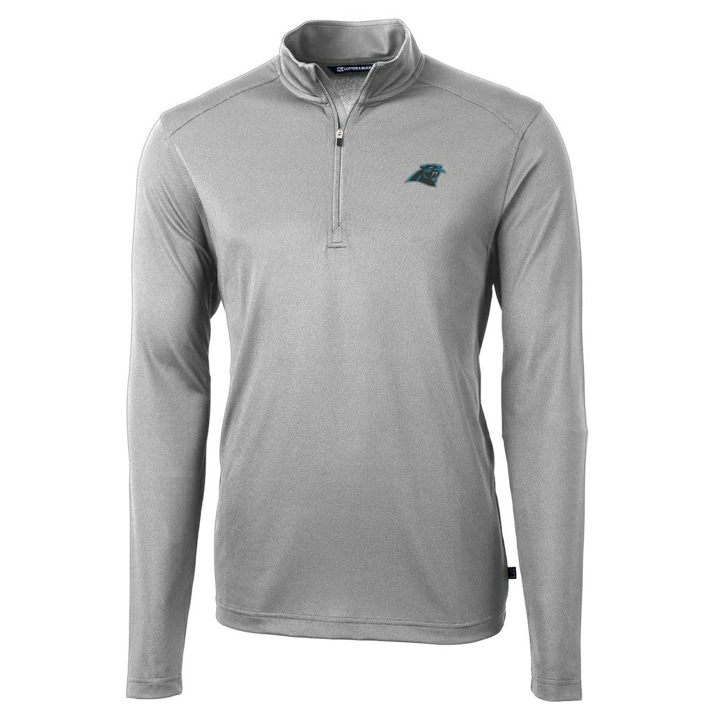 Carolina Panthers Cutter & Buck Virtue Eco Pique Recycled Quarter-Zip Pullover Jacket - Gray - NFL