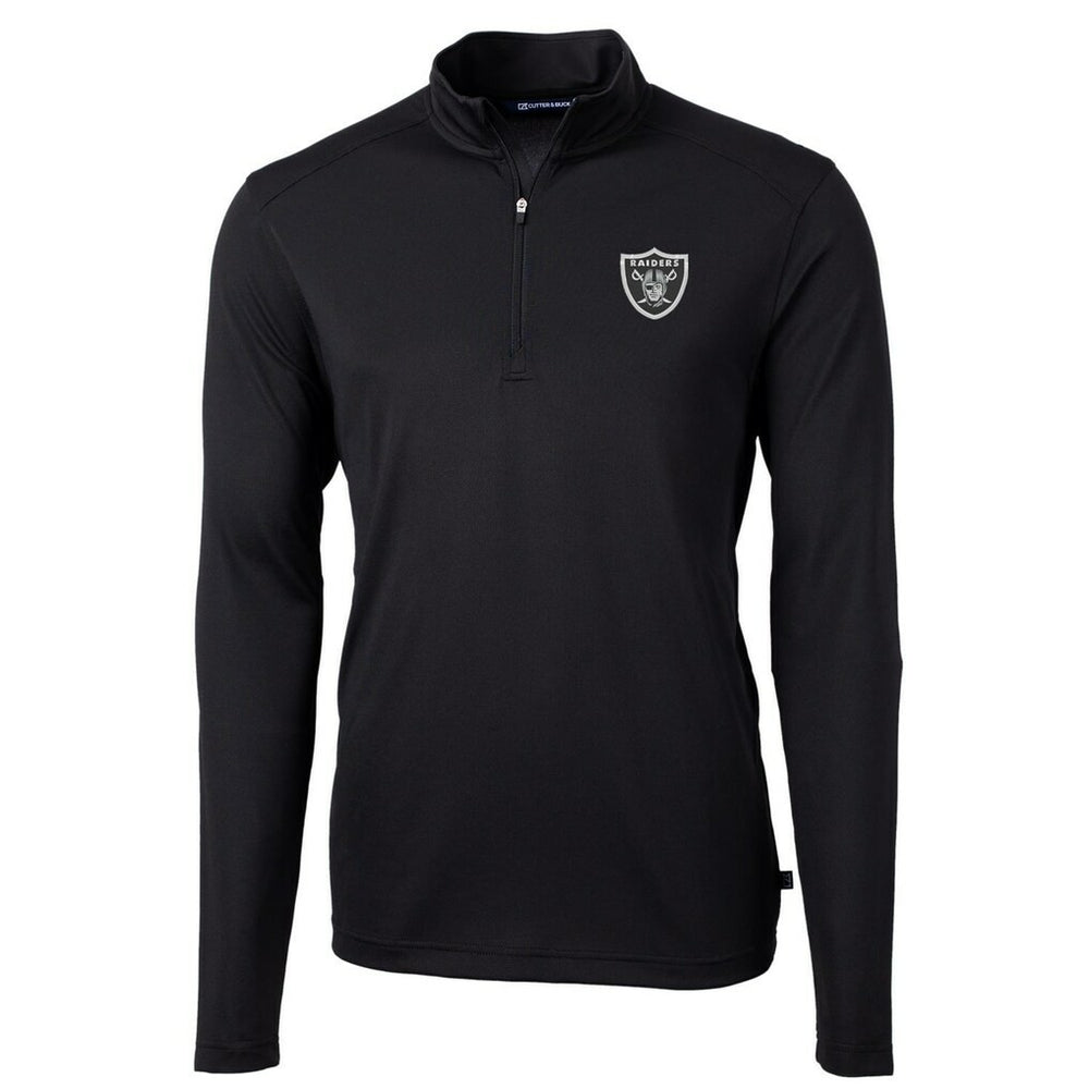 Las Vegas Raiders Cutter & Buck Virtue Eco Pique Recycled Quarter-Zip Pullover Jacket - Black - NFL