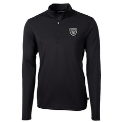 Las Vegas Raiders Cutter & Buck Virtue Eco Pique Recycled Quarter-Zip Pullover Jacket - Black - NFL