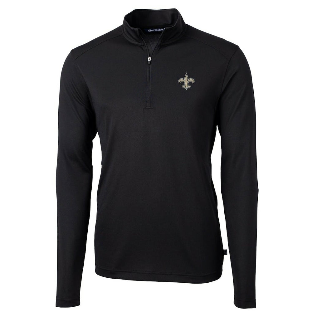 New Orleans Saints Cutter & Buck Virtue Eco Pique Recycled Quarter-Zip Pullover Jacket - Black - NFL