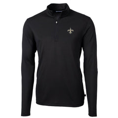 New Orleans Saints Cutter & Buck Virtue Eco Pique Recycled Quarter-Zip Pullover Jacket - Black - NFL