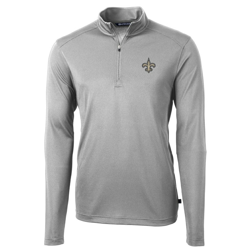 New Orleans Saints Cutter & Buck Virtue Eco Pique Recycled Quarter-Zip Pullover Jacket - Gray - NFL
