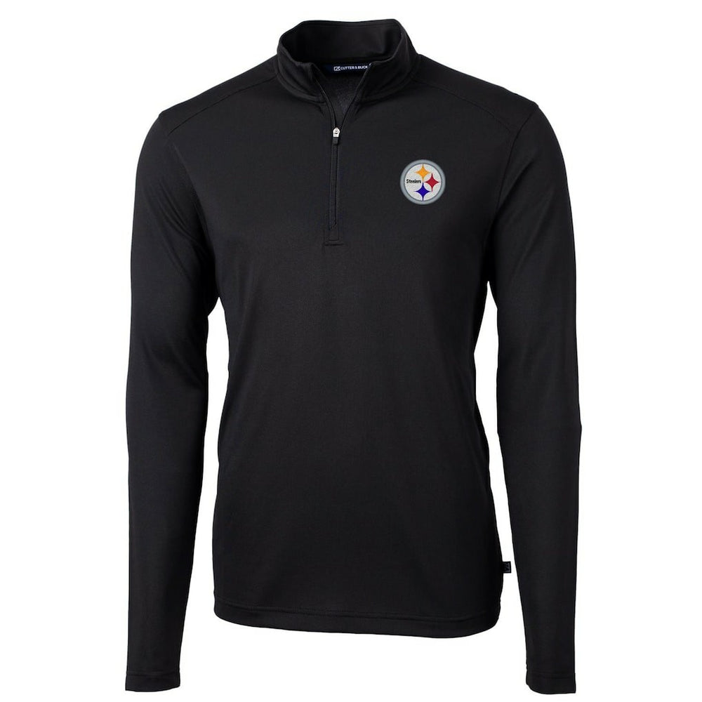 Pittsburgh Steelers Cutter & Buck Virtue Eco Pique Recycled Quarter-Zip Pullover Jacket - Black - NFL