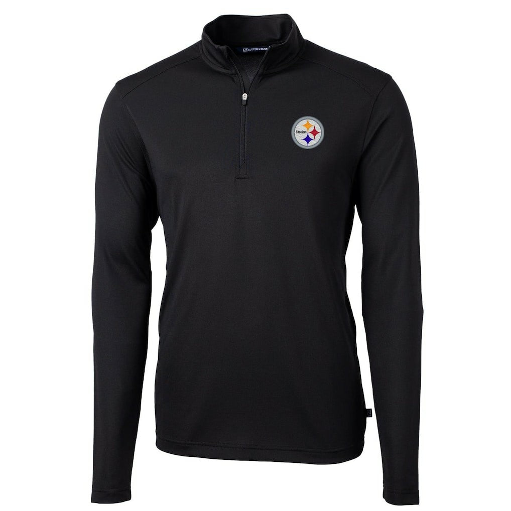Pittsburgh Steelers Cutter & Buck Virtue Eco Pique Recycled Quarter-Zip Pullover Jacket - Black - NFL