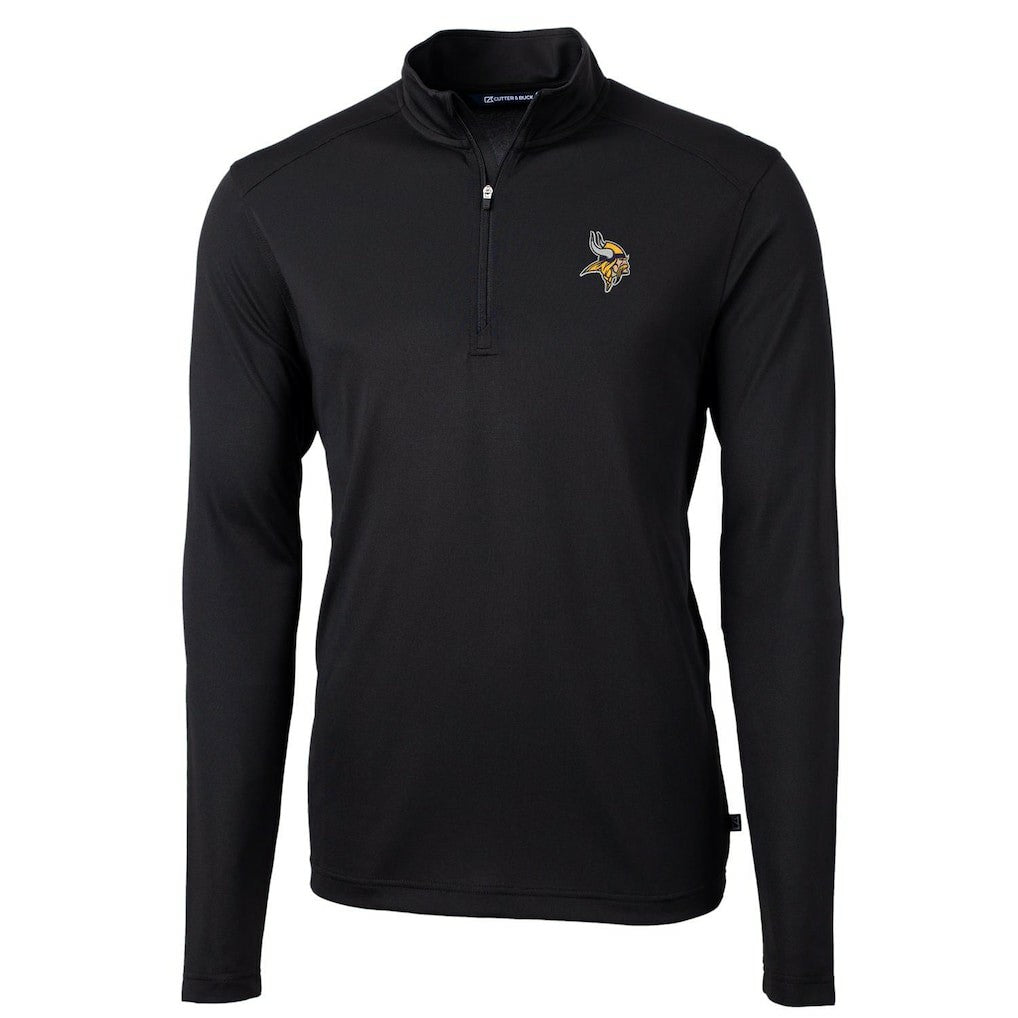 Minnesota Vikings Cutter & Buck Virtue Eco Pique Recycled Quarter-Zip Pullover Jacket - Black - NFL
