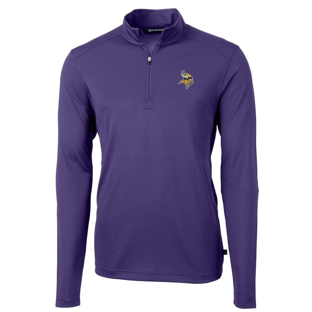 Minnesota Vikings Cutter & Buck Virtue Eco Pique Recycled Quarter-Zip Pullover Jacket - Purple - NFL